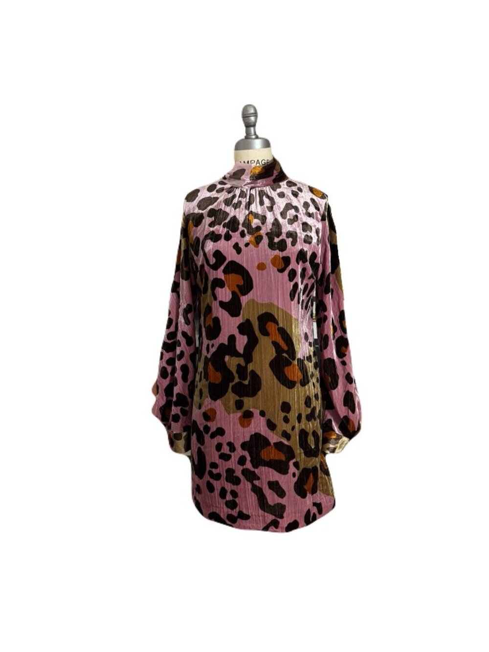 Anthropologie women's Layla velvet pink brown leopard print mini dress sz 6